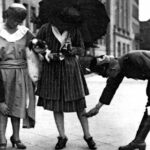 Police officer checking Greek’s woman skirt lenght during Theodoros Pangalos dictatorship